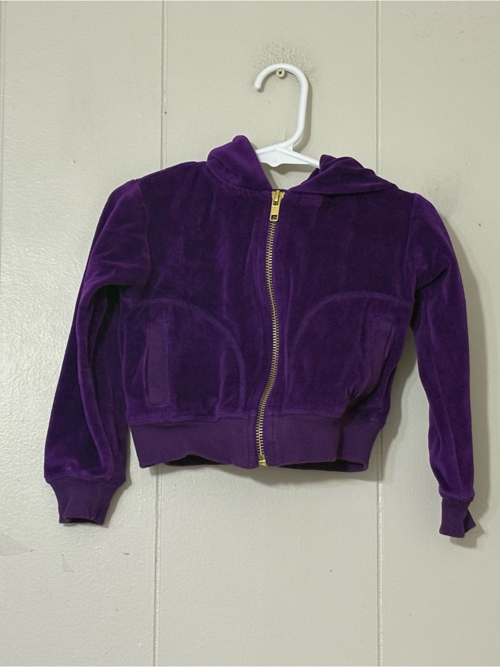 Molo Milla Purple Velour Zip Hoodie Jacket Girls Size 3T 98 Gold Zip Scandinavia